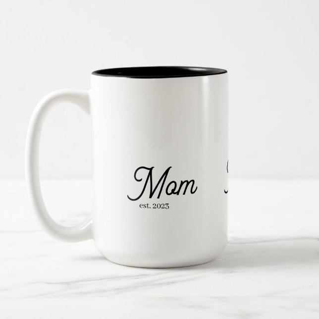 Caneca De Café Em Dois Tons Mom Established Black Script (Esquerda)
