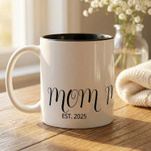 Mom Established Black Script New Mom Gift 
