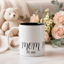 Mom Established Black Script New Mom Gift 