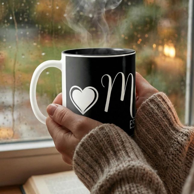 Caneca De Café Em Dois Tons Mom Established New Mom Big Script (Criador carregado)