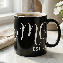 Caneca De Café Em Dois Tons Mom Established New Mom Big Script Heart