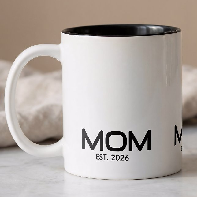 Caneca De Café Em Dois Tons Mom Established New Mom Gift  (Criador carregado)
