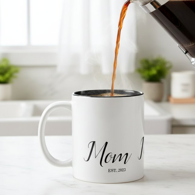 Caneca De Café Em Dois Tons Mom Established New Mom Gift  (Criador carregado)