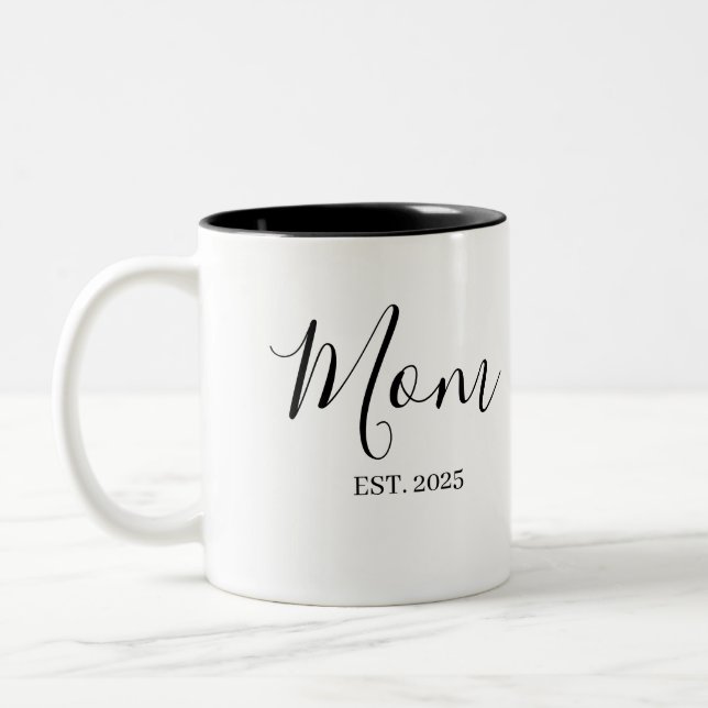 Caneca De Café Em Dois Tons Mom Established New Mom Gift Minimalist (Esquerda)