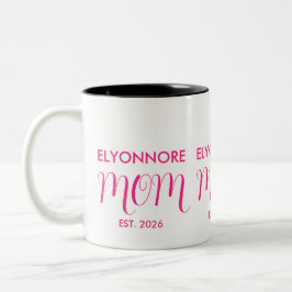 Caneca De Café Em Dois Tons Mom Established New Mom Gift Pink Custom Name