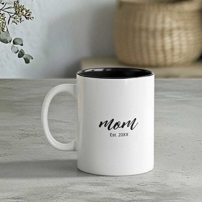 Caneca De Café Em Dois Tons Mom Established New Mom Script Gift (Criador carregado)