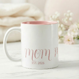 Caneca De Café Em Dois Tons Mom Established Sweet Pink Script New Mom Gift 