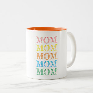 Caneca De Café Em Dois Tons MOM Moderna Tipografia Dia de as mães das Cores do
