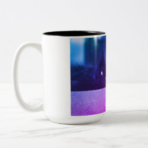 Caneca De Café Em Dois Tons Momentos de Gato e Cachorro