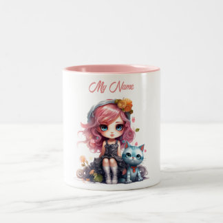 Caneca De Café Em Dois Tons Momentos Mágicos Diários: Copa de Fantasia Doll an