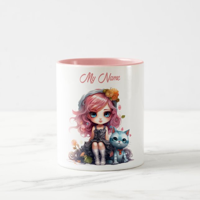 Caneca De Café Em Dois Tons Momentos Mágicos Diários: Copa de Fantasia Doll an (Centro)