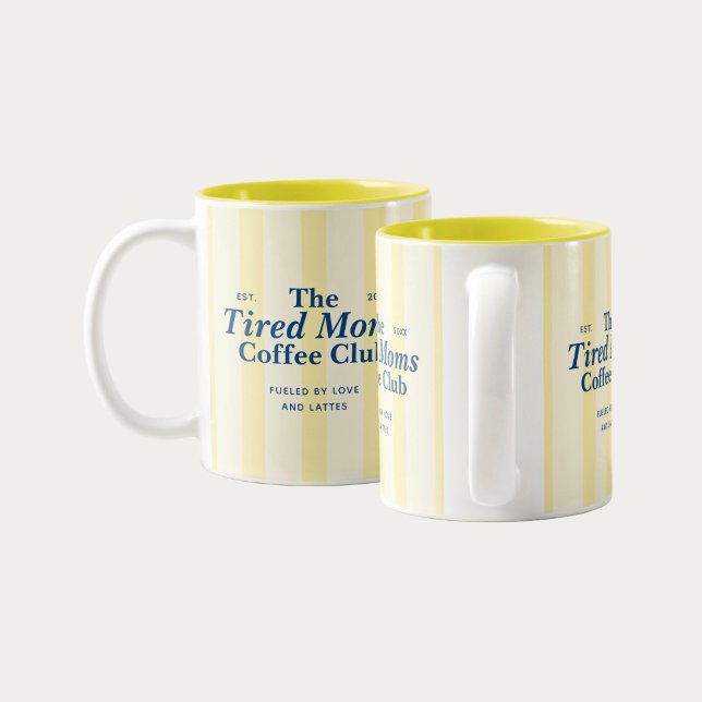 Caneca De Café Em Dois Tons Moms Club Typography Yellow Stripes (Criador carregado)