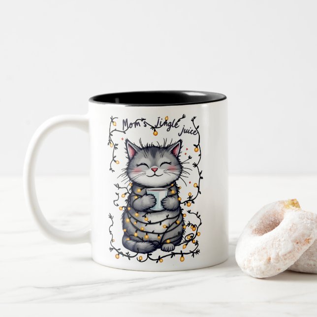 Caneca De Café Em Dois Tons Mom's Jingle Juice  (Com Donut)