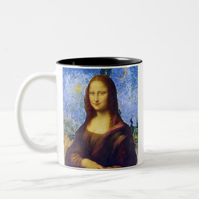 Caneca De Café Em Dois Tons Mona Lisa e Van Gogh (Esquerda)