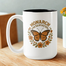 Caneca De Café Em Dois Tons Monarca Borboleta Preservação-Monarca Presente