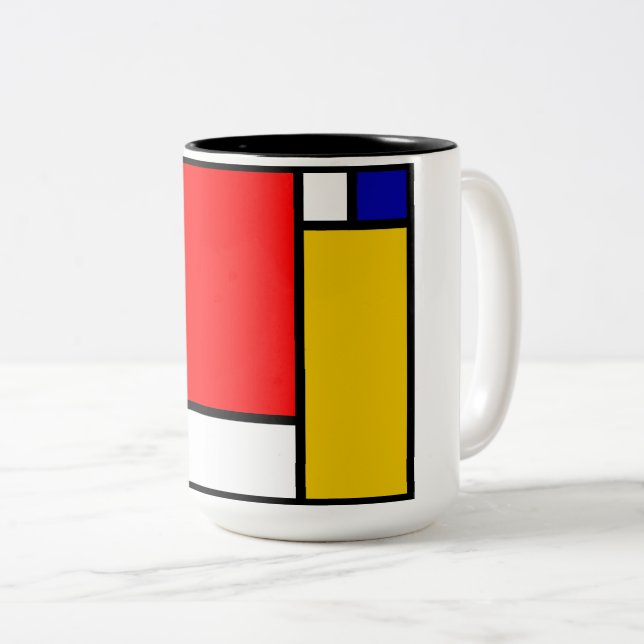 Caneca De Café Em Dois Tons Mondrian 4 (Frente Esquerda)