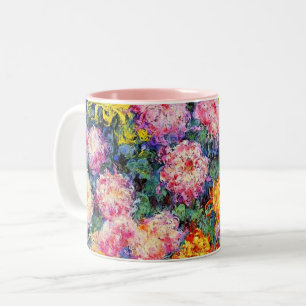 Caneca De Café Em Dois Tons Monet - Cama de Chrysanthemums,