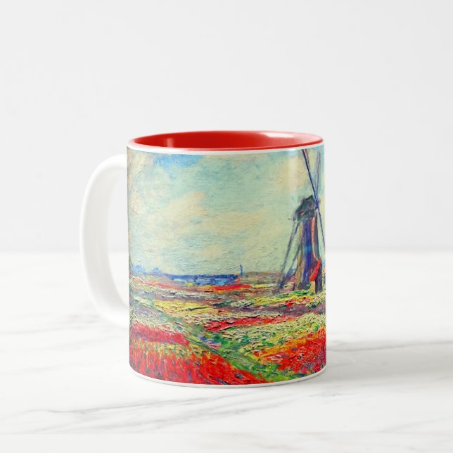 Caneca De Café Em Dois Tons Monet Tulips Windmill (Frente Esquerda)