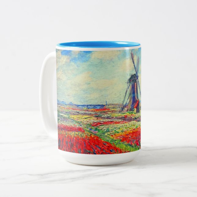Caneca De Café Em Dois Tons Monet Tulips Windmill (Frente Esquerda)