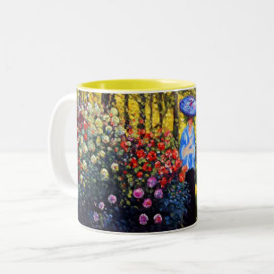 Caneca De Café Em Dois Tons Monet Woman com Parasol no Jardim