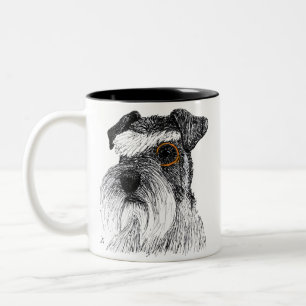 Caneca De Café Em Dois Tons monóculo de schnauzer