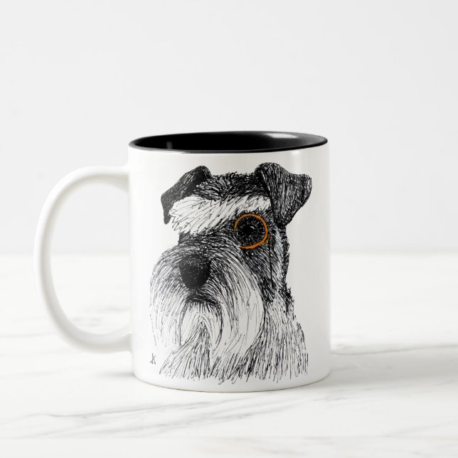 Caneca De Café Em Dois Tons monóculo de schnauzer (Esquerda)
