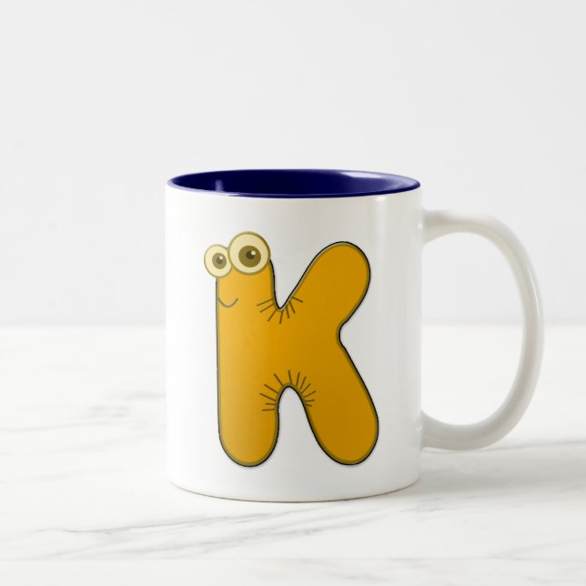 Caneca De Café Em Dois Tons monograma animal - K (Direita)