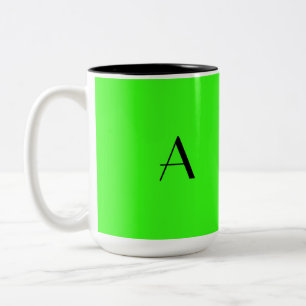 Caneca De Café Em Dois Tons Monograma, Bright Colorida, Brilhante, Presente Ve
