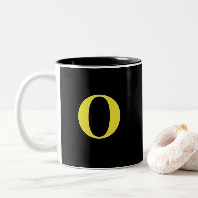 Caneca De Café Em Dois Tons Monograma Café Mug-O (Com Donut)