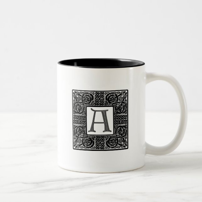 Caneca De Café Em Dois Tons Monograma Celular De Prata (Direita)