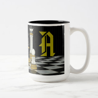 Caneca De Café Em Dois Tons Monograma Chess Player Mug