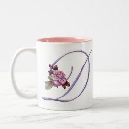 Caneca De Café Em Dois Tons Monograma cor-de-rosa D dos rosas