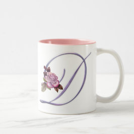Caneca De Café Em Dois Tons Monograma cor-de-rosa D dos rosas