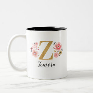 Caneca De Café Em Dois Tons Monograma - Cor-de-rosa - Letra inicial Z