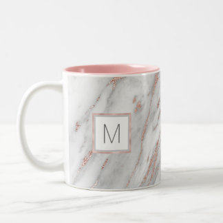 Caneca De Café Em Dois Tons MONOGRAMA DE Cinzas de Mármore rosa-rosa-rosa-dour