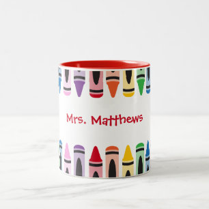 Caneca De Café Em Dois Tons Monograma de Crayon de Cor de Giz de Professor