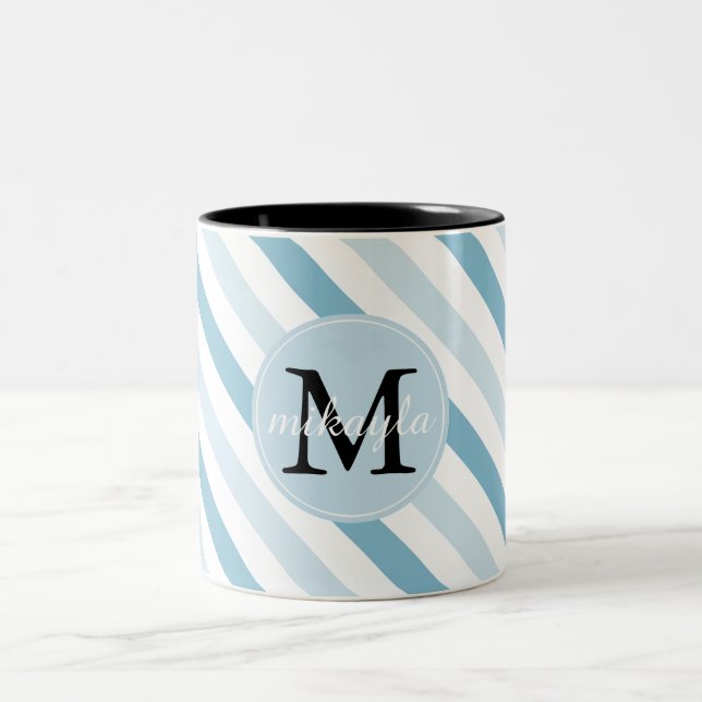 Caneca De Café Em Dois Tons Monograma de Gelado Azul (Centro)