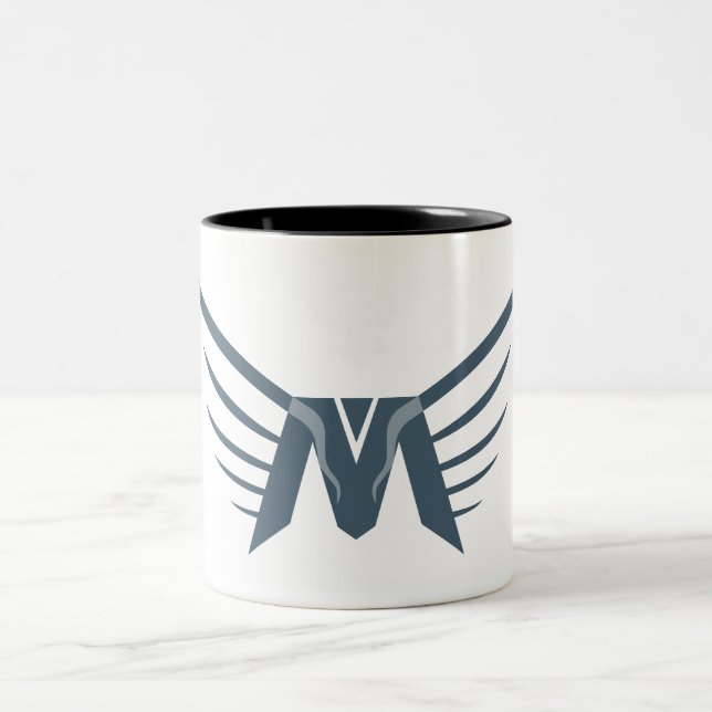 Caneca De Café Em Dois Tons Monograma de letra M com asa elegante (Centro)