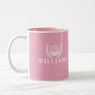 Caneca De Café Em Dois Tons Monograma de Nome Personalizado Rosa Clássico Eleg