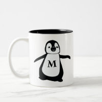 Monograma de pinguim bonito personalizado