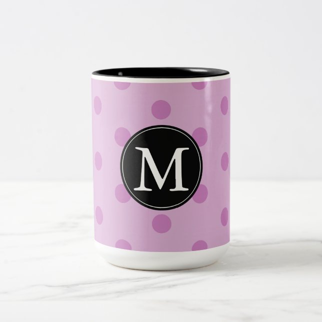 Caneca De Café Em Dois Tons Monograma de Pontos Rosa (Centro)