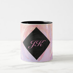 Caneca De Café Em Dois Tons Monograma de rosas claro