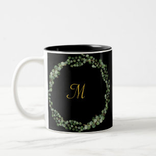 CANECA DE CAFÉ EM DOIS TONS MONOGRAMA DOURADO EUCALYPTUS 2 CAFÉ MUG NEGRO