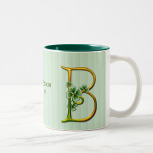 Caneca De Café Em Dois Tons Monograma Dourado irlandês B