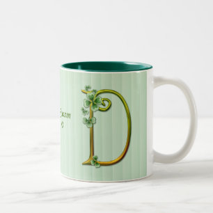 Caneca De Café Em Dois Tons Monograma Dourado irlandês D - Personalizar