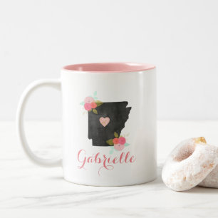 Caneca De Café Em Dois Tons Monograma Elegante Coração Móvel do Estado de Arka