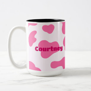 Caneca De Café Em Dois Tons Monograma Fazenda Animal Vaca Rosa Estampa