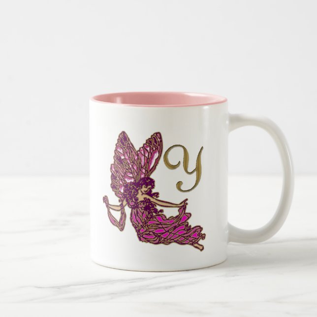 Caneca De Café Em Dois Tons Monograma feericamente de Y (Direita)