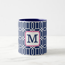 Caneca De Café Em Dois Tons Monograma Geométrico de Octagonista Branco do Pré-