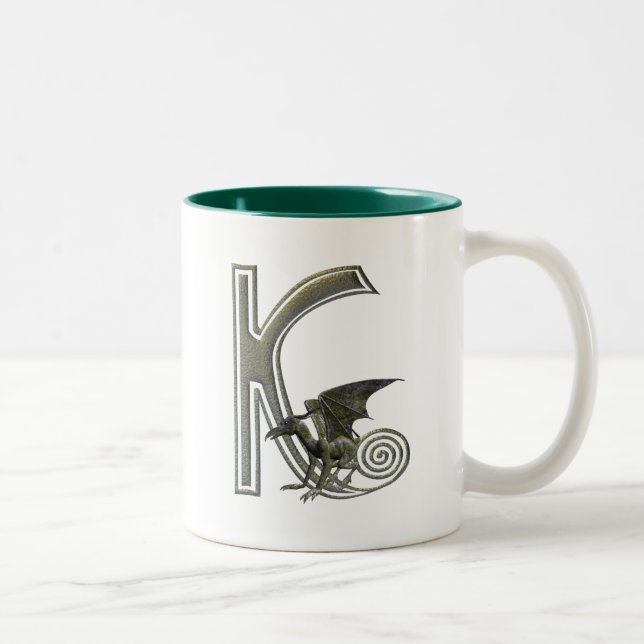 Caneca De Café Em Dois Tons Monograma K da gárgula (Direita)